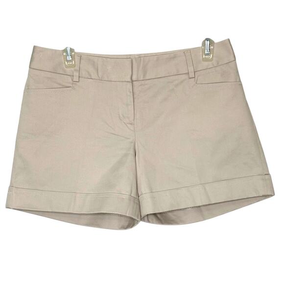 Express Wms 2 Tan Cuffed Editor Style Shorts Cuffed Pockets Neutral Summer - Picture 1 of 6